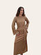 Maxi Kleid für Hochzeit / Taufe Beige