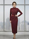 Midi Dress for Wedding - Christening with Burgundy Tulle