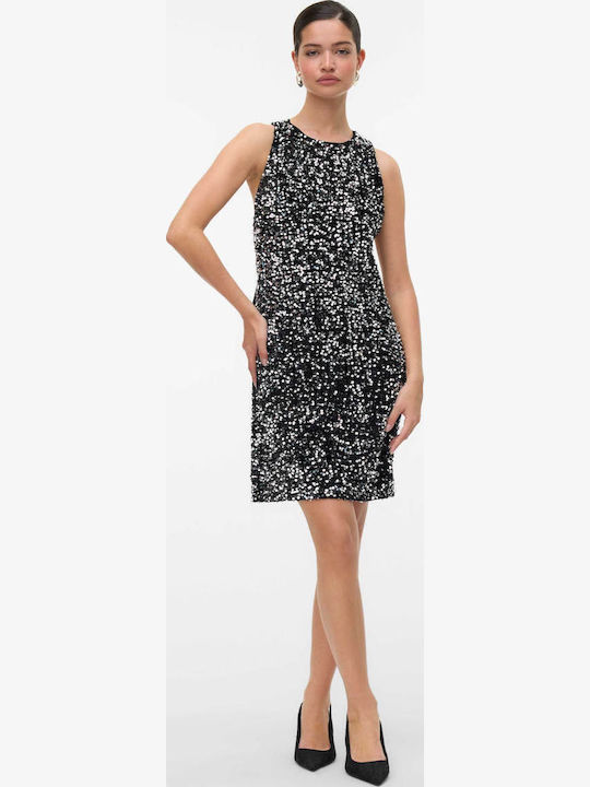 Vero Moda Bella με Παγιέτες Φόρεμα Βραδινό Μαύρο