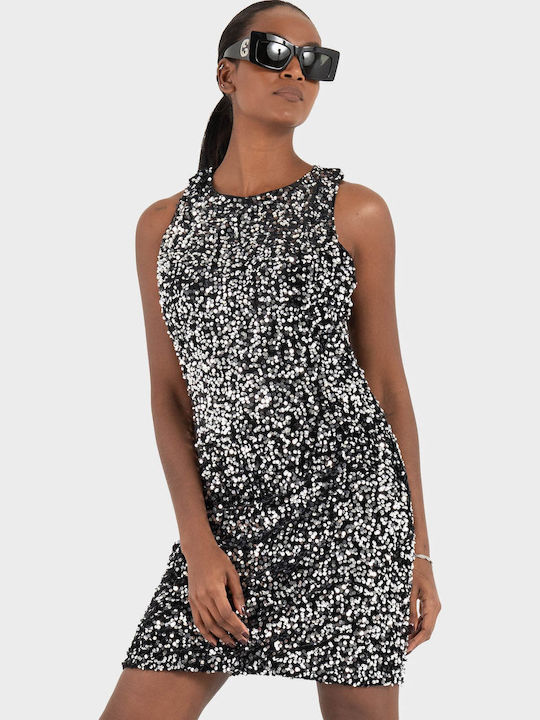 Bella Mini Evening Dress Open Back Black