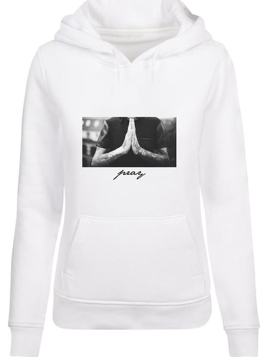 Ladies Women's Sweatshirt Hooded White