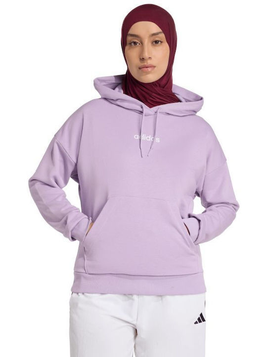 adidas Essentials Linear French Terry Φούτερ Purple με Κουκούλα