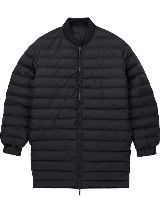 Women's Long Bomber Jacket Double Sided for Winter Black