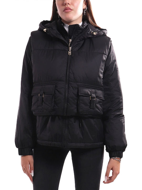 Damen Ärmellos Puffer Jacke für Winter Black