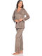 Clio Lingerie Winter Damen Pyjama-Set Cigar