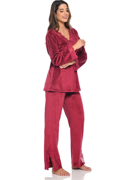Clio Lingerie Winter Damen Pyjama-Set Red