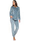 Clio Lingerie Winter Damen Pyjama-Set Blue