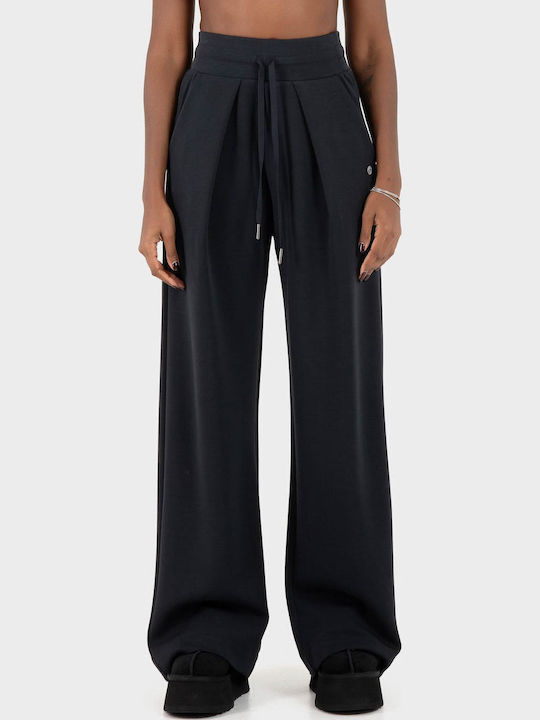 Women's Fabric Trousers in Palazzo Fit Black