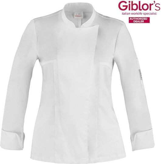 Giblors Γυναικείο Σακάκι Celine Ελαστικό Βαμβάκι Slim Fit Λευκό Giblor's Giblor's