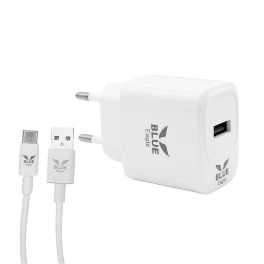 Blue Eagle Be-chac-01 Зарядно Устройство За Мобилни Телефони За Пътуване 18W USB Порт Тип C Кабел Бяло