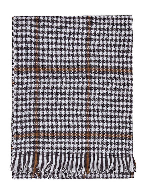 Celestino Women's Checked Scarf Fringes Black