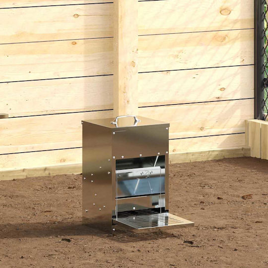 Vidaxl Futternapf für Hühner Metallisch Silber 25 x 42 x 40 cm