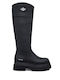Synthetic Leather Medium Heel Women's Boots with Zipper Black