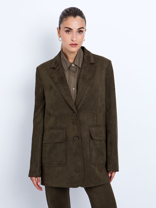 Toi&Moi Women's Leather Blazer Khaki