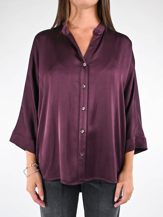 Motel Women's Long Sleeve Shirt Burgundy
