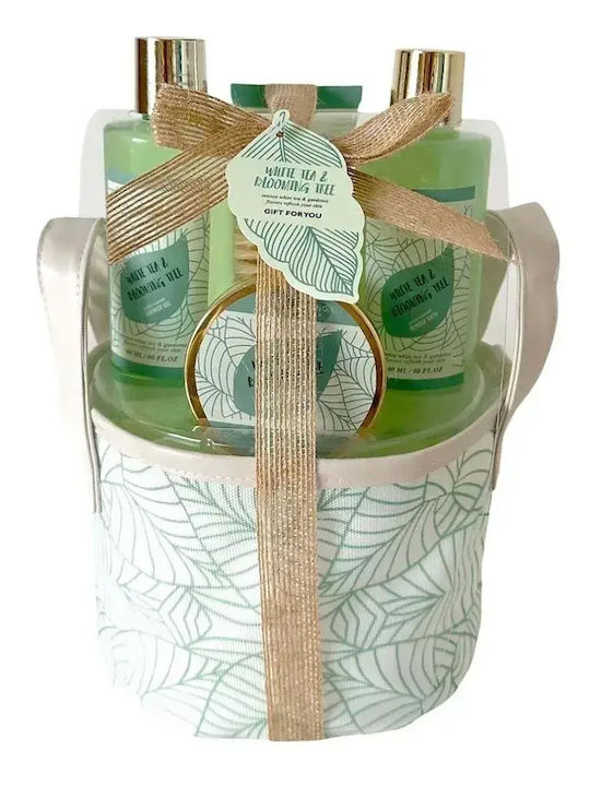 Becasan Fabric Basket Set White Tea Vegan Set Îngrijire pentru Curățare corp 4buc
