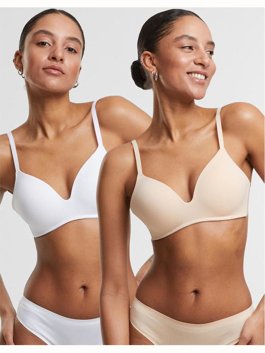 Ladies Basic Padded Bra 2-pack White+nude