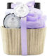 Becasan Wooden Bucket Set Lavender Botanique Hautpflegeset für Feuchtigkeitsspendend & Reinigung Körperreinigung Holzgehäuse 15,5 x 18,5 x 7,5 cm 5Stück