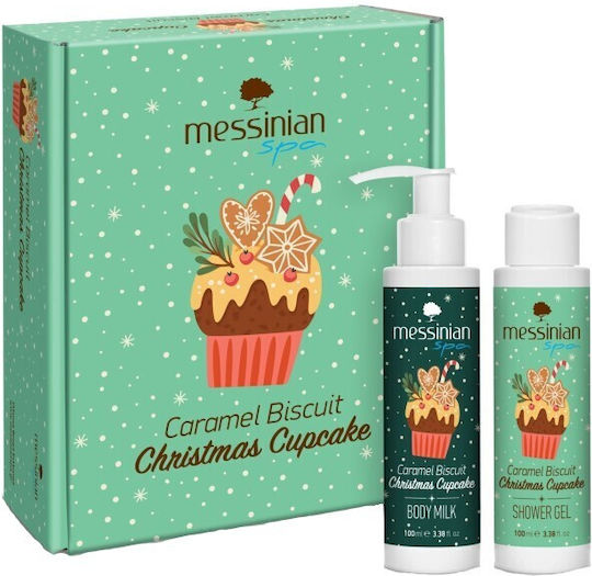Messinian Spa Caramel Biscuit Christmas Cupcake Σετ Περιποίησης για Ενυδάτωση & Καθαρισμό Σώματος 2τμχ