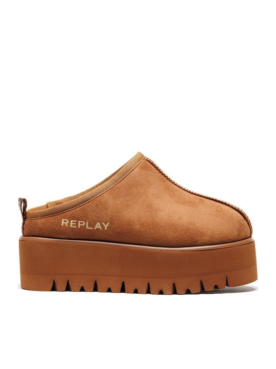 Melrose Open Country Suede Mules με Χοντρό Χαμηλό Τακούνι σε Καφέ Χρώμα