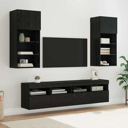 Животно помещение ТВ единица Black Beech с Осветление Д40.5xШ30xВ90бр