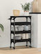 vidaXL Wooden Kitchen Trolley 4 Tiers Black 53x20x76cm