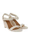 Karoly W Women's Fabric Ankle Strap Platforms Beige