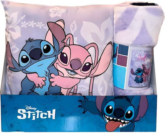 Disney Stitch & Angel Polar Blanket + Cushion Set 8435746909799