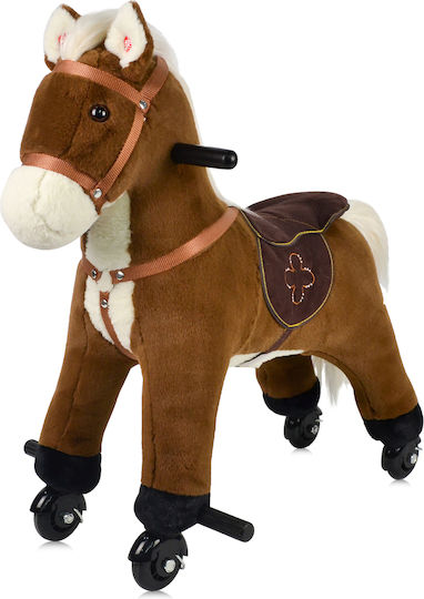 Chipolino Fabric Rocking Toy Horse for 3+ months with Sounds, Music & Wheels Brown