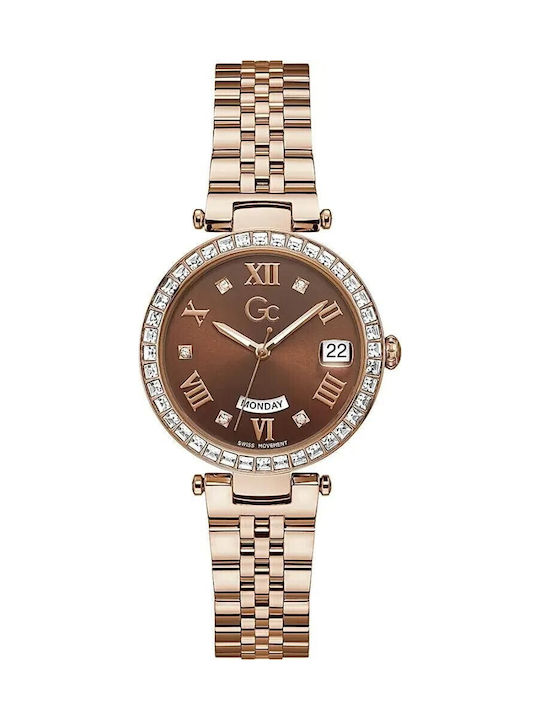GC Watches Γυναικείο Ρολόι 34mm Μπαταρίας με Ροζ Μεταλλικό Μπρασελέ