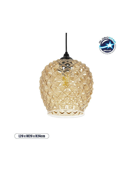 GloboStar Kegel Висящо Осветително Тяло Кехлибарен с Цокъл E27 19x19x19см.