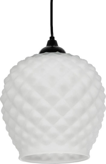GloboStar Kegel Pendant Light White with Crystals for Socket E27 19x19x19cm