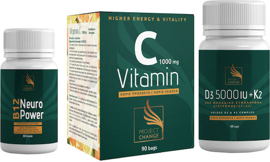 Project Change Vitamin C + D3 + B12 Multivitamin for Immune System Boost, the Skin & Antioxidant Action 5000iu 1000mg Energy 1pcs