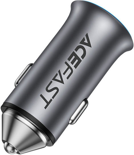 Acefast Auto-Ladegerät 95W Schnellladung mit Anschlüssen: 1xUSB 1xType-C mit Kabel Typ-C,TC-TC Blau Farbe