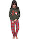 Comfort Kinder Schlafanzug Winterlich Baumwoll Green