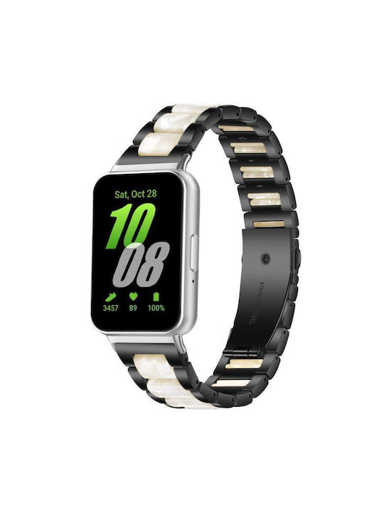 Метална Каишка За Часовник Три Мъниста Samsung Galaxy Fit3 Черно Бяло