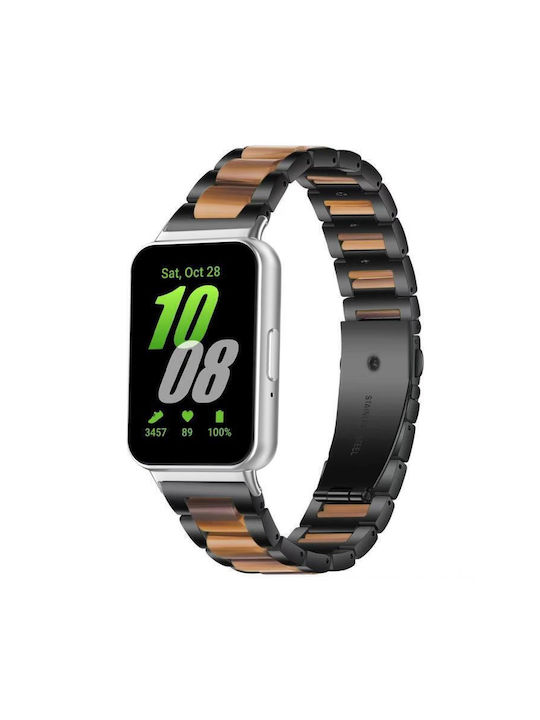 Metal Watch Strap Three Beads Samsung Galaxy Fit3 Black Brown