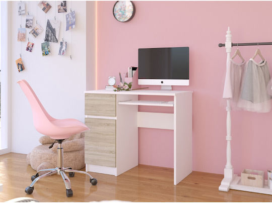 Computer Office Piksel Wooden White And Sonoma Oak 90x50x77cm
