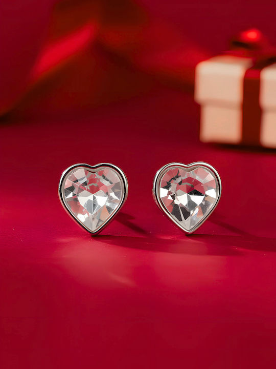 Chrysothemiss Women's Earrings Crystal Heartbeat Platinum Plated White Crystal Zircon