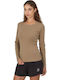 Damen Langarm Pullover Baumwolle Brown