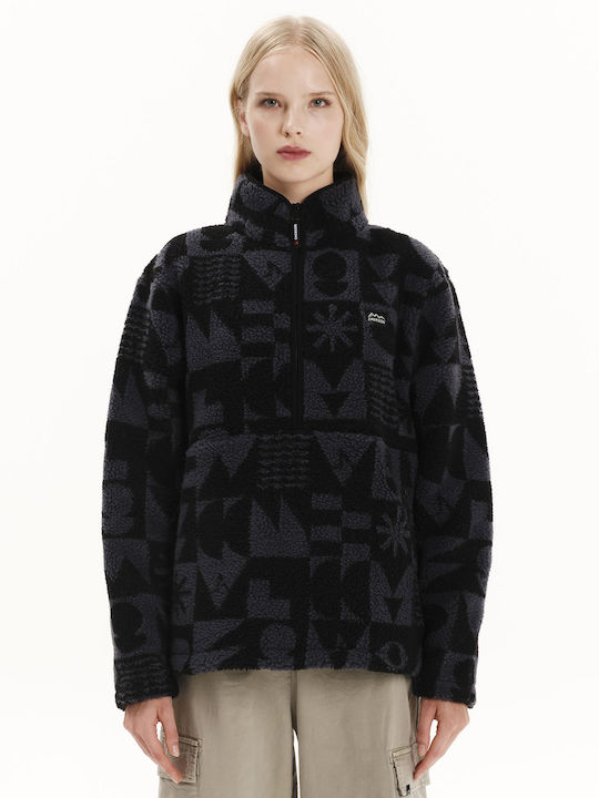 Χειμερινή Γυναικεία Fleece Μπλούζα με Φερμουάρ Μπλε