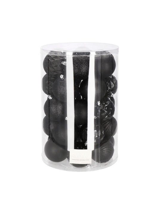 Christmas Ball Set 30 Pieces 8cm 6 Designs Black