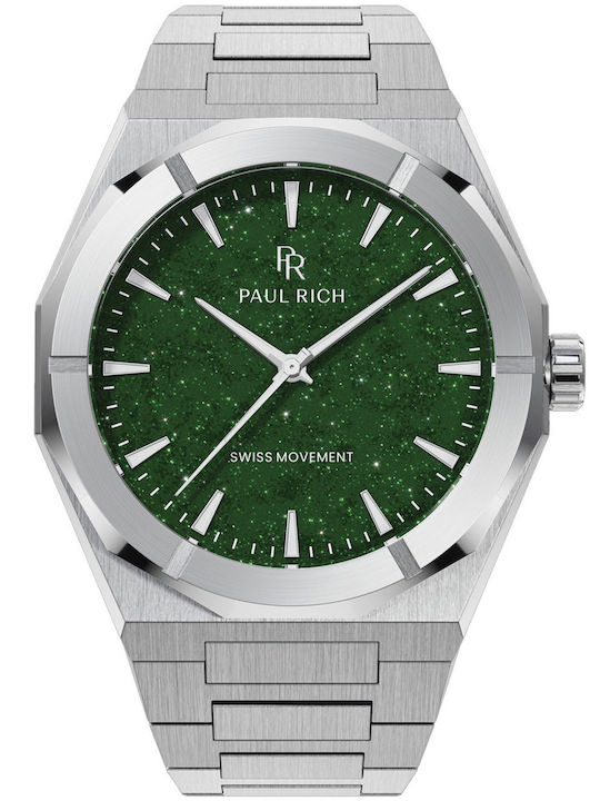 Paul Rich Herrenuhr 43mm Batterie mit Silber Metallarmband