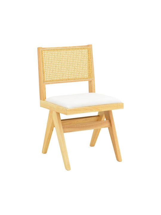Winslow Dining Room Wooden Chair Natural Shade - White Fabric 46x58x80cm