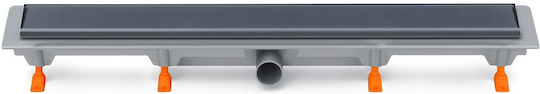 Linear Floor Drain Stainless Steel Frame Floor Side Outlet D40 750mm Matte Titan Grate Klasik Floor Ch750kn1ti Chudej