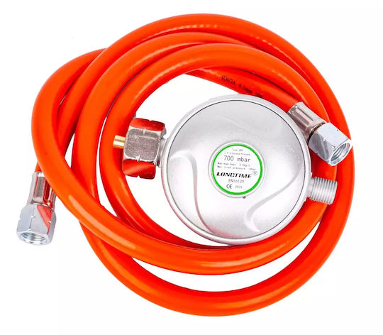 Kraft & Dele Set Regulator de Gaz cu Furtun Presiune scăzută cu Lungime 1.5m Orange
