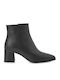 Leather Women's Ankle Boots with Medium Heel Black