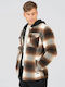Long Sleeve Overshirt in Regular Fit Checked Black Dark Camel