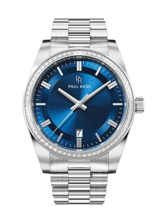 Paul Rich Herrenuhr 40mm Batterie mit Silber Metallarmband