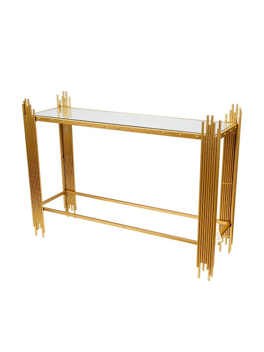 Metal Console Table with Mirror Golden L108.5xW32.5xH80cm